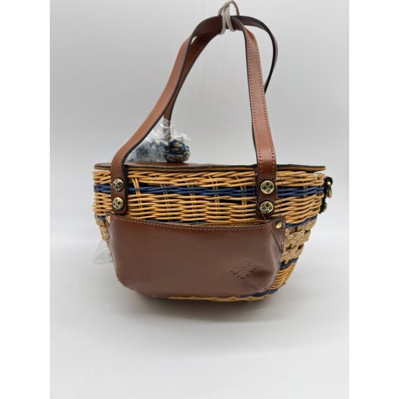 PATRICIA NASH Thea Mini rattan basket crossbody bag with Greek Floral scarf - Picture 6 of 11